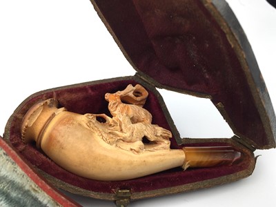 Lot 600 - A Meerschaum pipe, 19th century, carved with a...