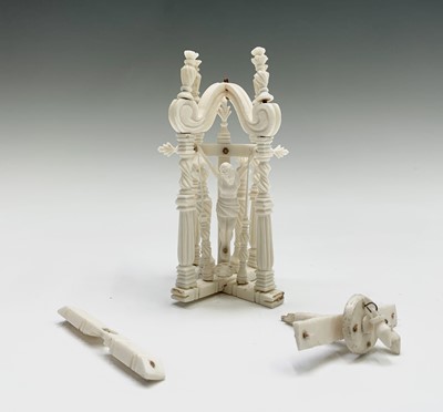 Lot 322 - A bone crucifixion model, 12cm, once contained...
