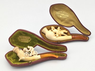 Lot 600J - A Meerschaum pipe, 19th century, carved with a...