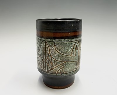 Lot 1011 - A Cornish serpentine table lamp, height 17cm...