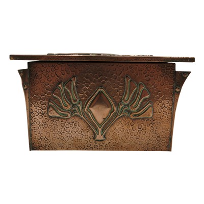 Lot 112 - A Hayle Arts & Crafts hammered copper box,...