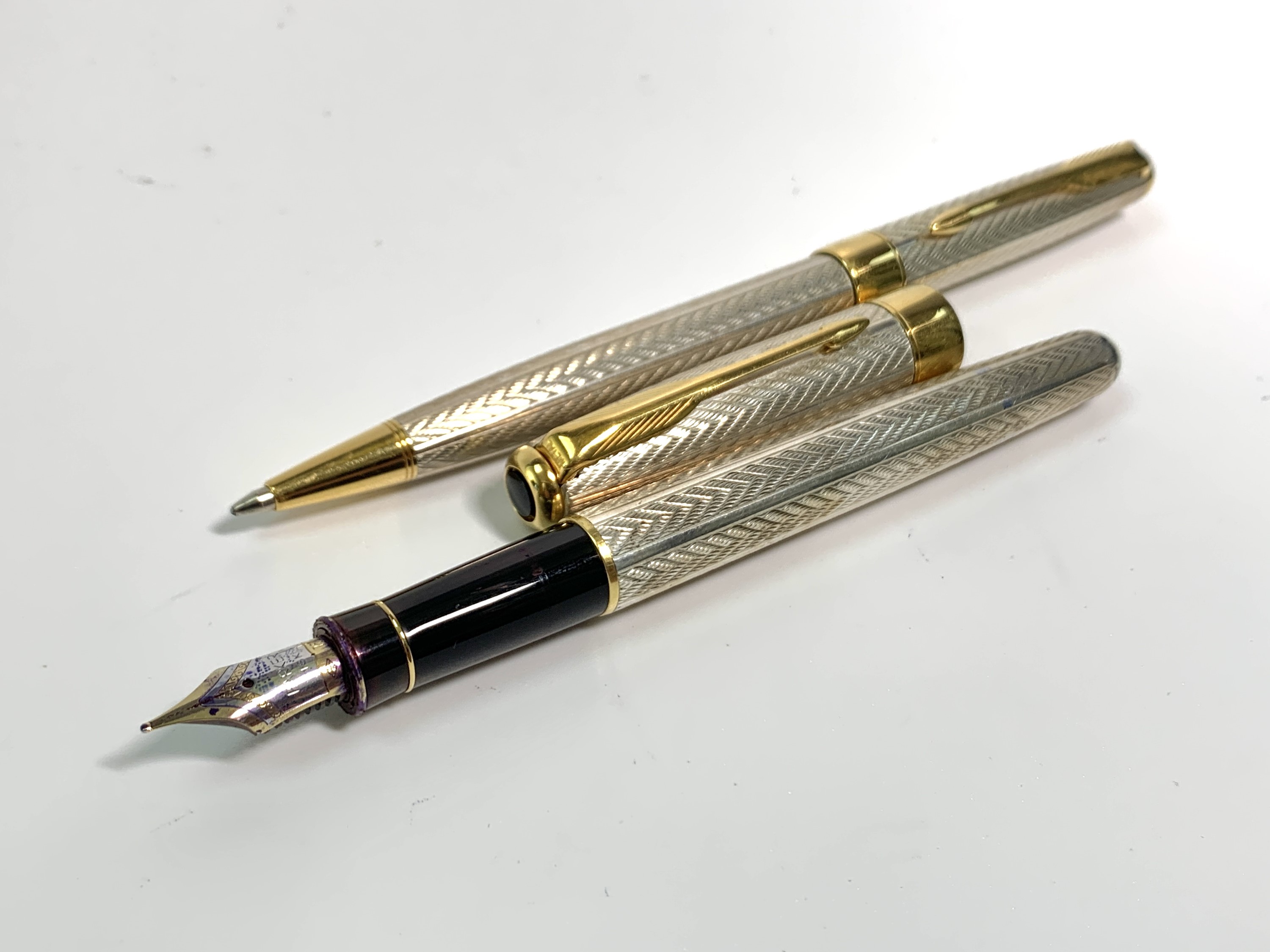 Lot 1109 A Parker silver Fougere fountain pen