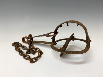 Lot 310 - A Victorian wrought iron fox trap, with...