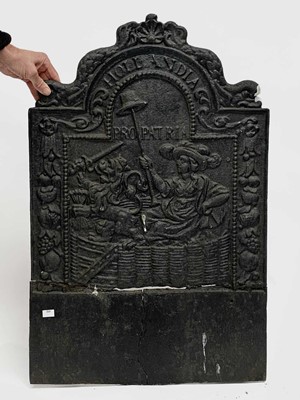 Lot 346A - A cast iron fireback, bearing the inscription '...