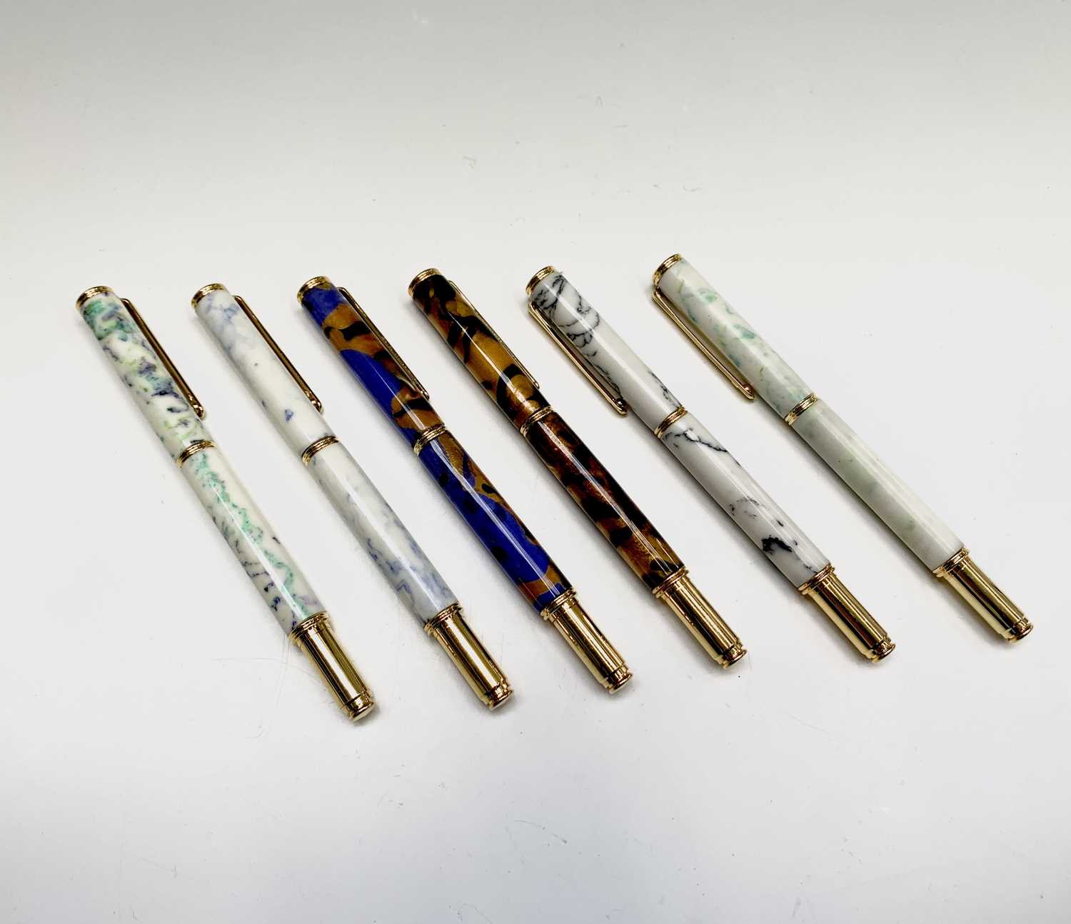 Lot 1120 - Six fountain pens, each has a German Iridium...