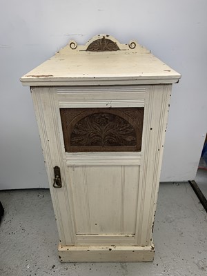 Lot 3190 - An Edwardian painted bedside cabinet with a...