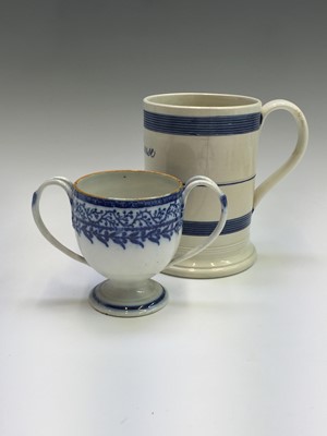 Lot 1133 - A large pearlware engine turned tankard, circa...