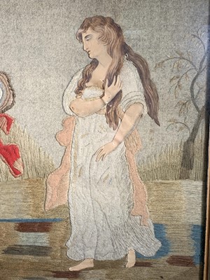 Lot 96 - A silk and stumpwork embroidered picture of...