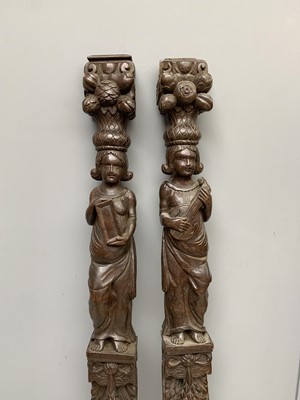 Lot 95 - A pair of oak caryatids, circa 1800, carved...