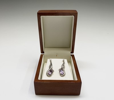 Lot 339 - Two pairs of crescent earrings, a pair of 9ct...