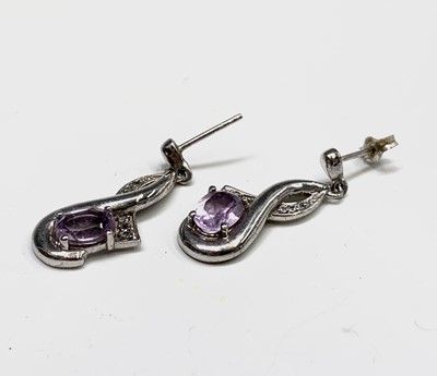 Lot 339 - Two pairs of crescent earrings, a pair of 9ct...