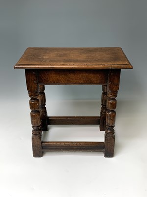 Lot 305 - An oak joint stool, 17th century style, circa...