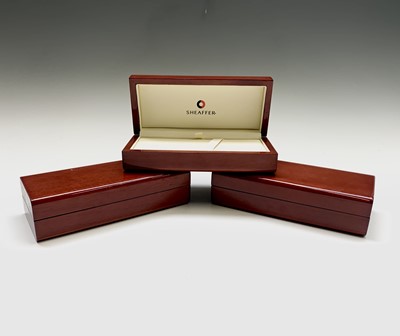 Lot 1231 - Three Sheaffer wooden pen boxes