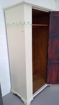 Lot 1 - A white-painted and stencilled single wardrobe...