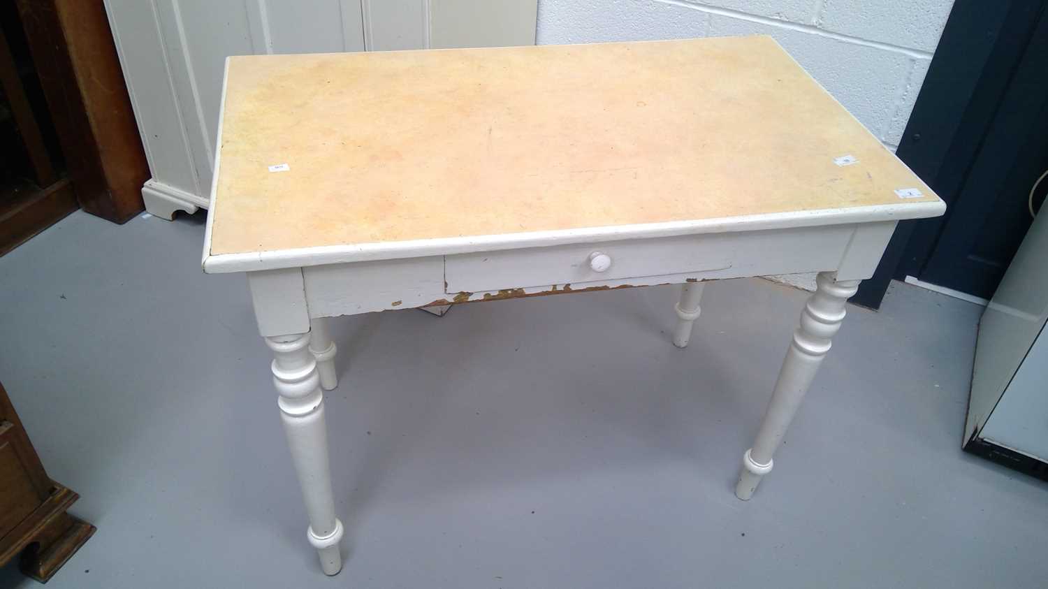 Lot 2 - A white painted old pine side table with...