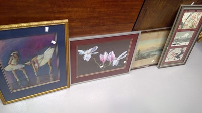 Lot 125 - Pastel drawing of magnolias and ballerinas...