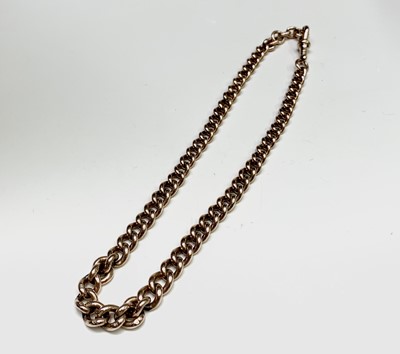 Lot 172 - A 9ct gold graduated curb link watch chain 54.8gm