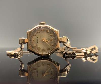 Lot 223 - A ladies Rotary gold cased wristwatch on gold...
