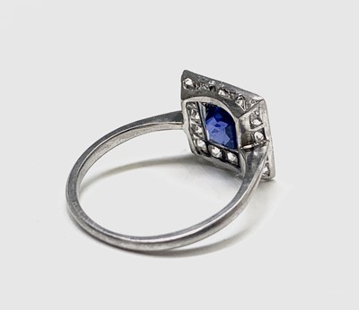 Lot 62 - A white gold or platinum sapphire and diamond...