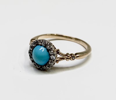 Lot 231 - A Victorian gold turquoise and diamond cluster...