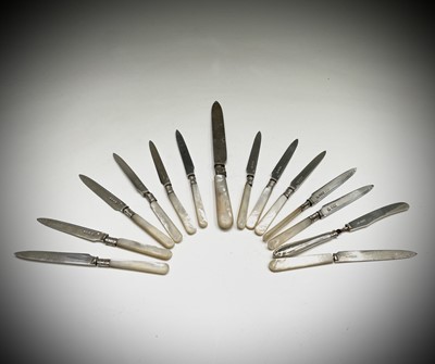 Lot 383 - A set of 12 silver bladed desert knives by G W...