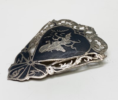 Lot 1031 - Silver jewellery. Filigree brooch and bracelet,...