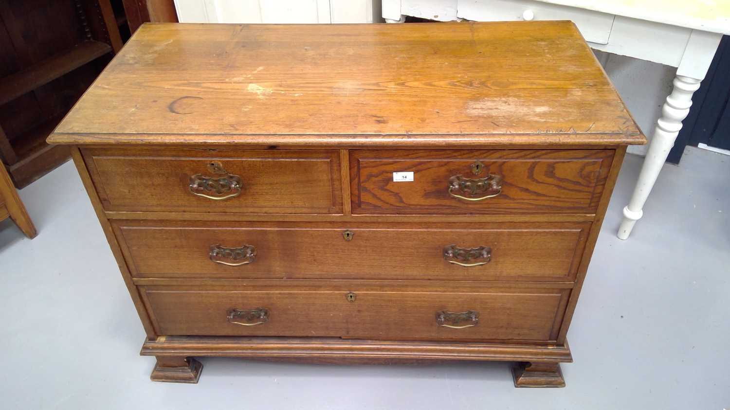 Lot 14 - Oak Chest of drawers Height 76cm Width 107cm...