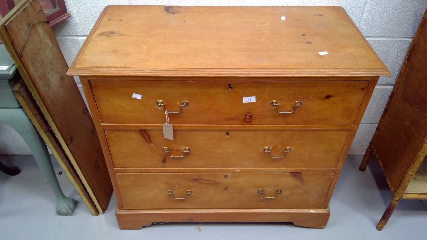 Lot 19 - early 20th century pine chest of drawers...