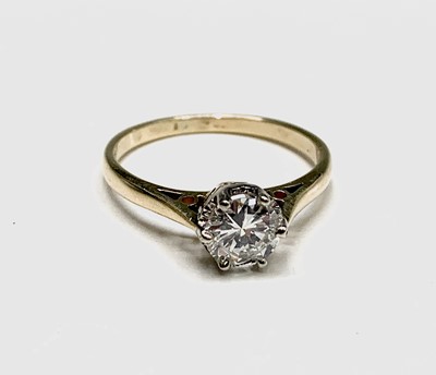 Lot 267 - Diamond set gold solitaire ring Round...