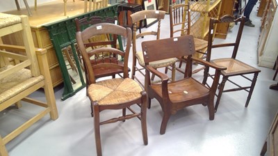 Lot 40 - Oak side chair with rush seat, early 20th...