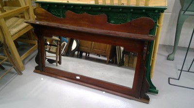 Lot 45 - Overmantle mirror with top shelf, Height 73cm...