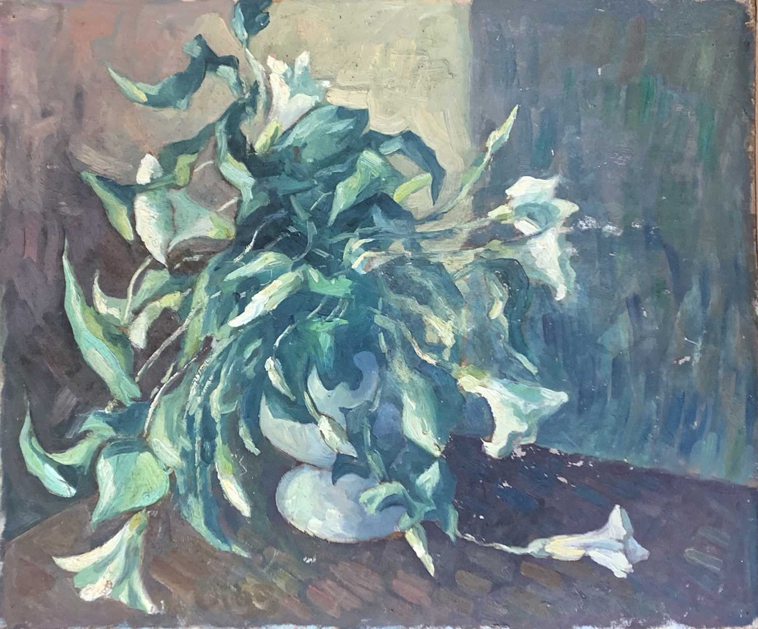 Lot 154 - Bob VIGG (1932-2001) Lilies in a Vase Oil on...