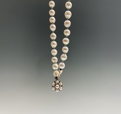 Lot 367 - A cultured pearl necklace, 50cm, with a pretty...