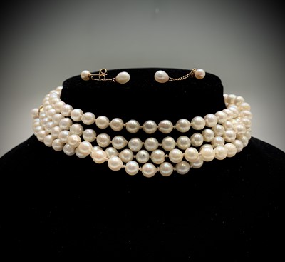 Lot 42 - A cultured pearl necklace, 132cm, with a...