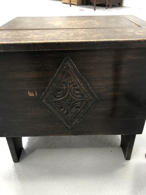 Lot 95 - A oak bergere stool and a oak sewing/work...