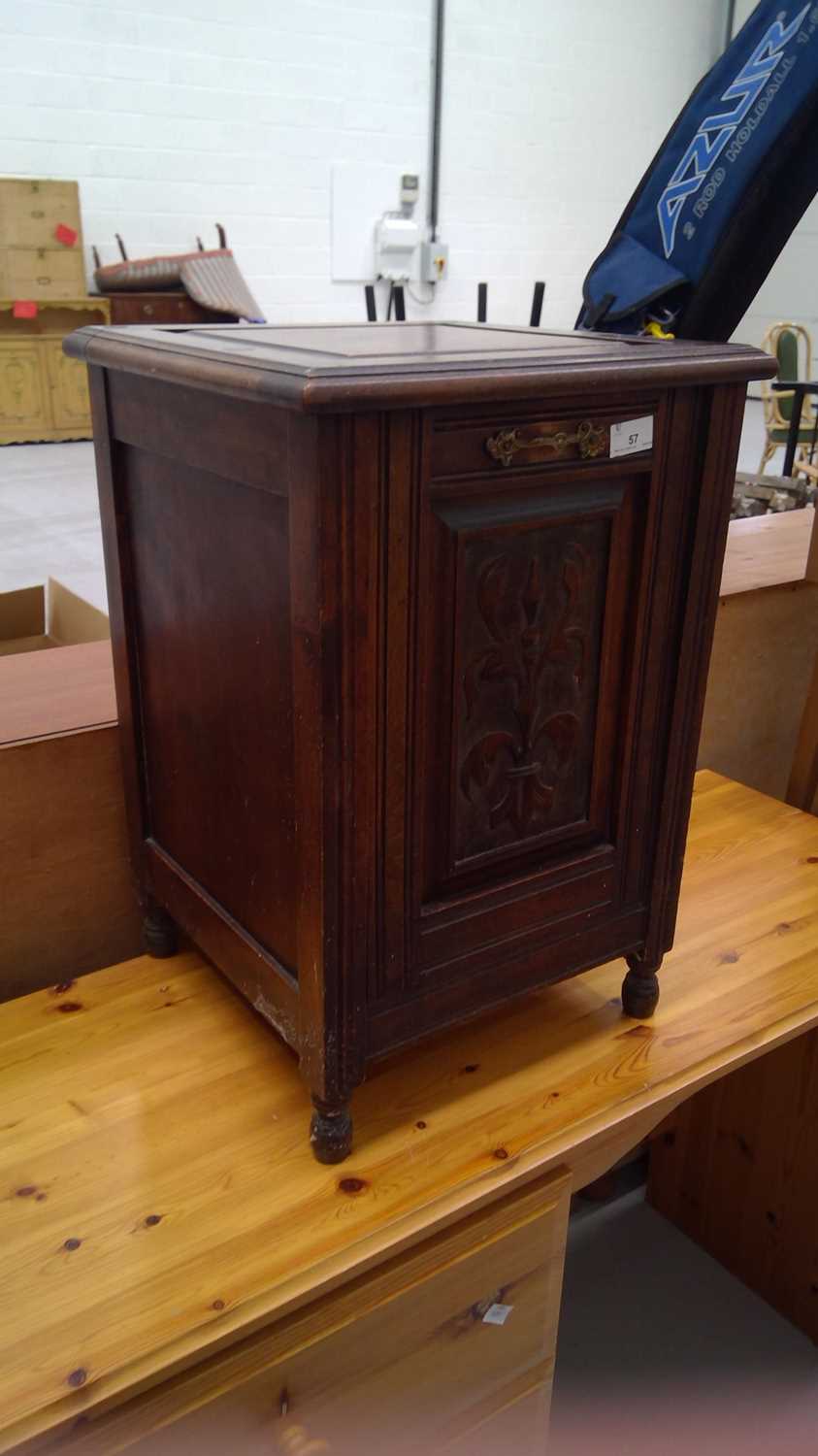 Lot 57 - Mahogany podonium coal box. Height 56.5cm...