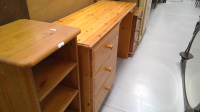 Lot 58 - Modern pine desk with three drawers. Height 71....