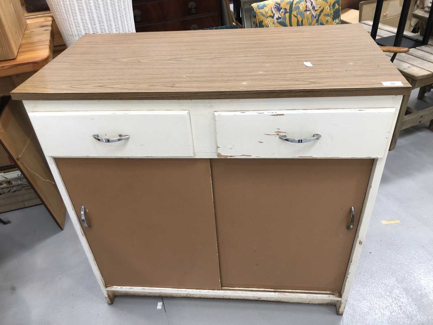 Lot 99 - Vintage kitchen cupboard with two drawers and...