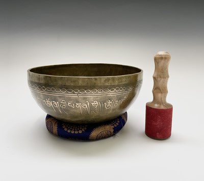 Lot 70 - A Tibetan large bronze singing bowl, 20th...