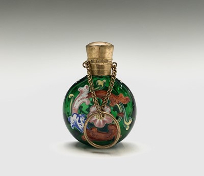Lot 155 - An enamelled continental glass scent bottle...