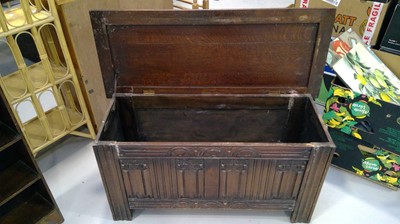 Lot 90 - Antique carved oak chest. Height 52cm, width...