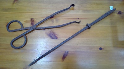 Lot 91 - Vintage fire poker and tongs.