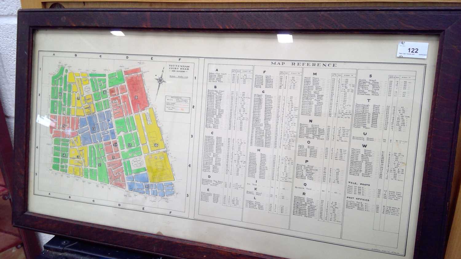 Lot 122 - Hand drawn road map of Tottenham Court Road,...