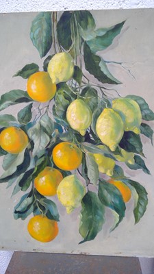 Lot 128 - Orange and lemons oil on board.