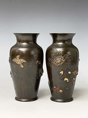 Lot 296 - A pair of Japanese bronze vases, Meiji period,...