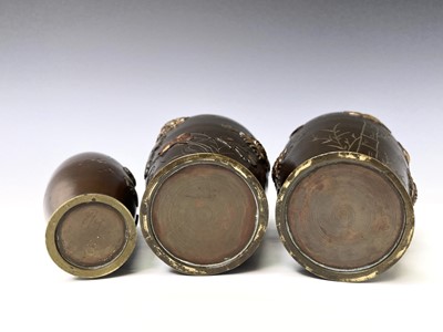 Lot 296 - A pair of Japanese bronze vases, Meiji period,...