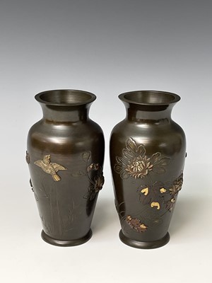 Lot 296 - A pair of Japanese bronze vases, Meiji period,...