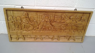 Lot 151 - Carved panel of the "Last Supper" length 101cm.