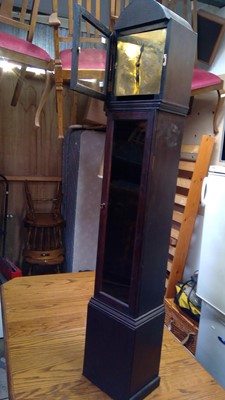 Lot 190 - Electric grandmother clock the brass face...