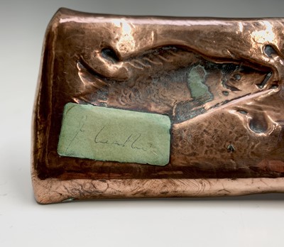 Lot 54 - A Newlyn copper pen tray, circa 1910, repousse...
